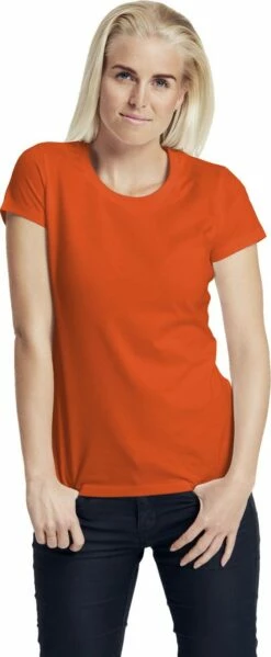 Neutral Fitted T-Shirt Aus Fairtrade Bio-Baumwolle - Orange -Grundstoff Verkaufsladen O81001 Tailliertes Shirt Damen oekofair orange 1280x1280
