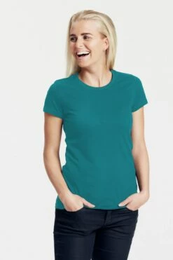 Neutral Fitted T-Shirt Aus Fairtrade Bio-Baumwolle - Teal -Grundstoff Verkaufsladen O81001 teal fitted t shirt damen fairtrade cotton nachhaltig model 1280x1280