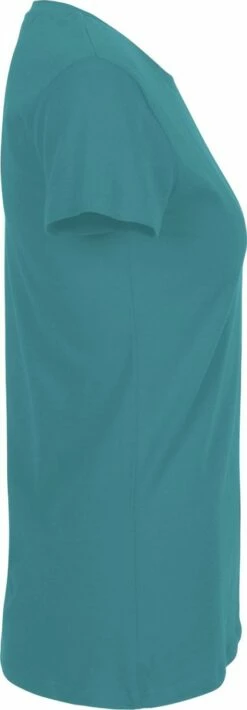 Neutral Fitted T-Shirt Aus Fairtrade Bio-Baumwolle - Teal -Grundstoff Verkaufsladen O81001 teal veganes Damenshirt aus zertifizierter Bio Baumwolle Seitenansicht fair und nachhaltig produziert vn Neutral 1280x1280