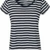 Neutral Loose Fit T-Shirt Aus Fairtrade Bio-Baumwolle - Navy/weiss -Grundstoff Verkaufsladen O81003 nw Basic Loose Fit Damen Shirt aus Bio Baumwolle navy weiss gestreift mit Rundhalsausschnitt vegan 1280x1280
