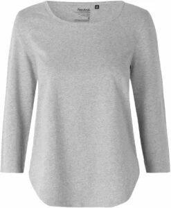 Neutral 3/4 Sleeve T-Shirt Aus Fairtrade Bio-Baumwolle - Grau Meliert
