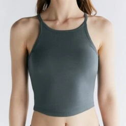 Crop Top Aus Bio-Baumwolle - Dunklerschiefer