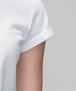 Roll Sleeve T-Shirt - White -Grundstoff Verkaufsladen P81 t shirt mit aufgerollten aermeln weiss detail 1280x1280