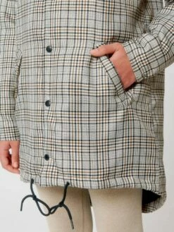 Unisex Padded Parka Aus Recyceltem Polyester - Beige Tweed Check -Grundstoff Verkaufsladen Paspeltasche Saum mit Kordelzug U947 829 1280x1280
