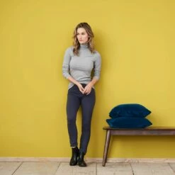 Rollkragen-Langarmshirt Aus Bio-Baumwolle - Stone Grey -Grundstoff Verkaufsladen Rollkragen Longlseeve stone grey Living Crafts fair vegan Damen 1280x1280