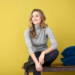 Rollkragen-Langarmshirt Aus Bio-Baumwolle - Stone Grey -Grundstoff Verkaufsladen Rollkragenshirt Biobaumwolle vegan GOTS Living Crafts 63880 1280x1280