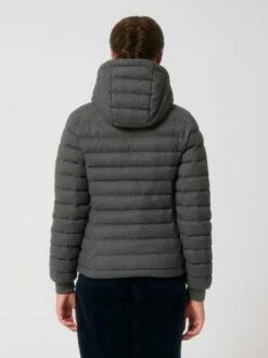 Steppjacke Aus Recyceltem Polyester - Deep Metal Heather Grey -Grundstoff Verkaufsladen Rueckansicht waermende Jacke abnehmbare Kapuze W897 094 1280x1280