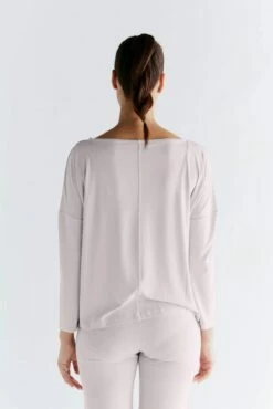 Yoga Longsleeve Aus Micromodal & Rec. Polyester - Lilac Marble -Grundstoff Verkaufsladen Rueckennaht weiche Fleece Qualitaet Yogatop T1111 25 1280x1280