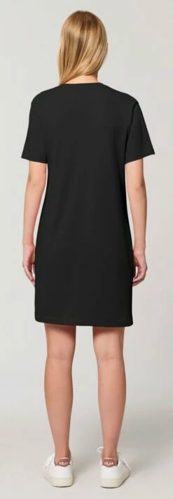 Jersey-Kleid Aus Bio-Baumwolle - Black -Grundstoff Verkaufsladen STDW144 002 Jersey Kleid black schwarz Biobaumwolle kurze Aermel Rueckansicht 1280x1280