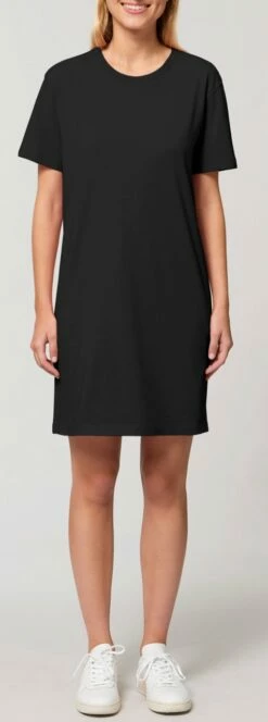 Jersey-Kleid Aus Bio-Baumwolle - Black -Grundstoff Verkaufsladen STDW144 002 Jersey Kleid schwarz Bio Baumwolle faire Herstellung Kurzarm 1280x1280