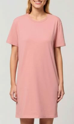 Jersey-Kleid Aus Bio-Baumwolle - Canyon Pink -Grundstoff Verkaufsladen STDW144 038 Kleid rosa Jerseystoff eingesetze Aermel fair trade Biobaumwollstoff 1280x1280