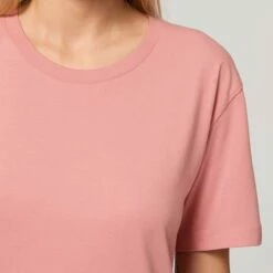 Jersey-Kleid Aus Bio-Baumwolle - Canyon Pink -Grundstoff Verkaufsladen STDW144 038 Kleid runder Ausschnitt hoch geschlossen kurze Aermel Bio Baumwolle 1280x1280