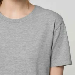 Jersey-Kleid Aus Bio-Baumwolle - Heather Grey -Grundstoff Verkaufsladen STDW144 250 Kurzarm Kleid Jerseystoff grau Rippstrick runder Ausschnitt Biobaumwolle 1280x1280