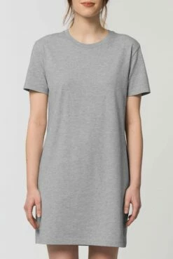 Jersey-Kleid Aus Bio-Baumwolle - Heather Grey -Grundstoff Verkaufsladen STDW144 250 T Shirt Kleid grau meliert Kurzarm Basic Biobaumwolle 1280x1280