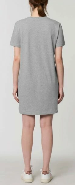 Jersey-Kleid Aus Bio-Baumwolle - Heather Grey -Grundstoff Verkaufsladen STDW144 250 Tshirt Kleid Single Jersey grau meliert Kurzarm Bio Baumwolle Rueckansicht 1280x1280