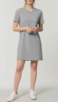 Jersey-Kleid Aus Bio-Baumwolle - Heather Grey -Grundstoff Verkaufsladen STDW144 250 faires Jerseystoff Kleid gerader Schnitt heather grey bio 1280x1280