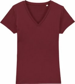 T-Shirt Mit V-Ausschnitt Aus Bio-Baumwolle - Burgundy