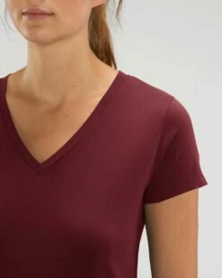 T-Shirt Mit V-Ausschnitt Aus Bio-Baumwolle - Burgundy -Grundstoff Verkaufsladen STTW023 244 Burgundy Kurzarm Shirt V Ausschnitt schmaler Schnitt Fairer Handel bio 1280x1280