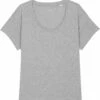 Weites T-Shirt Aus Bio-Baumwolle - Heather Grey -Grundstoff Verkaufsladen STTW036 250 Lockeres Tshirt grau Biobaumwolle Damen Single Jersey tiefer Ausschnitt 1280x1280