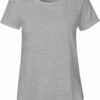 Neutral Roll Up Sleeve T-Shirt Aus Fairtrade Bio-Baumwolle - Grau Meliert -Grundstoff Verkaufsladen T Shirt Damen aufgerollte Aermel grau meliert Biobaumwolle 1280x1280