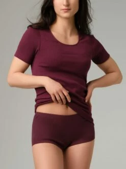 Feinripp T-Shirt Aus Fairtrade Biobaumwolle - Burgund -Grundstoff Verkaufsladen T Shirt Feinripp fair burgu 1280x1280