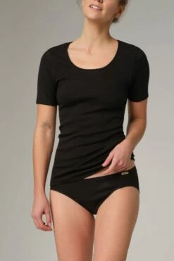 Feinripp T-Shirt Aus Fairtrade Biobaumwolle - Schwarz -Grundstoff Verkaufsladen T Shirt Feinripp fair schwarz 1 15 2791 1280x1280