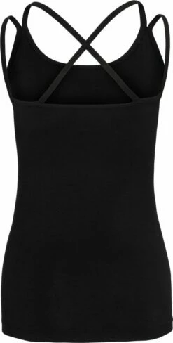 Active Spaghetti Top Aus Micromodal - Black -Grundstoff Verkaufsladen TN 1212 01 sportliches Top mit Spaghettitraegern koerperbetont geschnitten mit 4 Traegern aus Modalfasern umweltschonend produziert True North 1280x1280