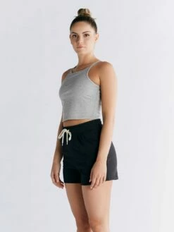 Crop Top Aus Bio-Baumwolle - Grau-meliert -Grundstoff Verkaufsladen Top Shorts nachhaltige Mode 1217 047 1440 021 1280x1280