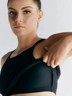 Crop Top Aus Bio-Baumwolle - Schwarz -Grundstoff Verkaufsladen Top integrierter Bustier vegan 1217 021 1280x1280