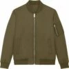 Unisex Bomber Jacke Aus Recyceltem Polyester - British Khaki -Grundstoff Verkaufsladen U844 008 1 nachhaltig und fair die Unisex Bomberjacke in british khaki mit silberfarbenem Reissverschluss vegan 1280x1280