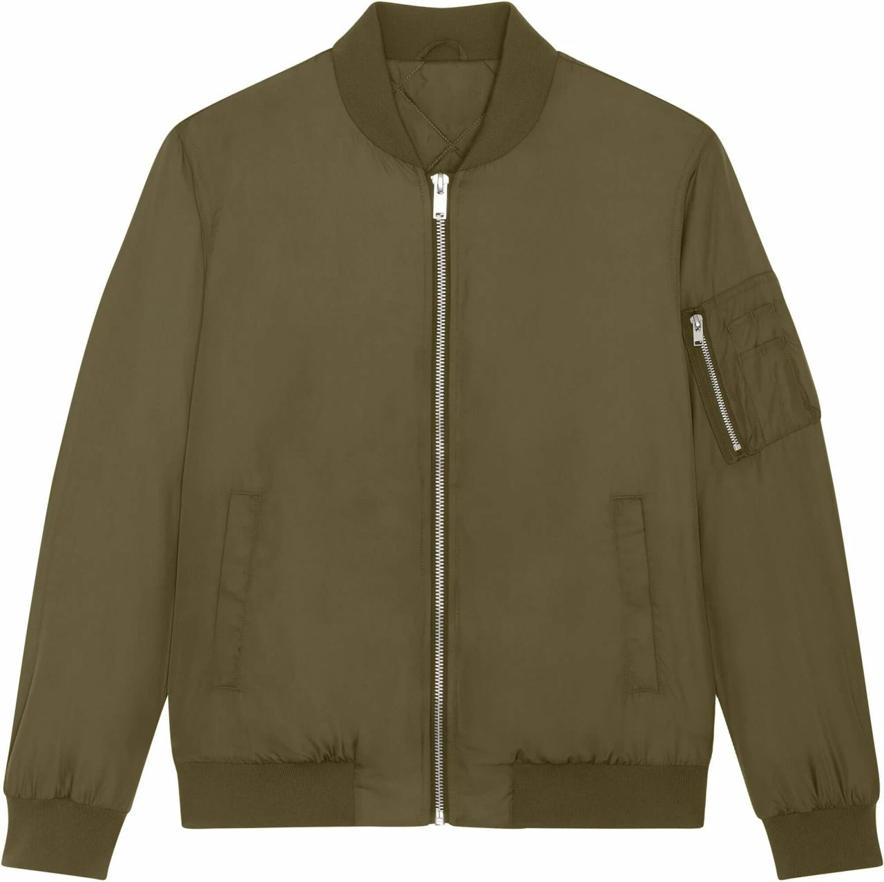 Unisex Bomber Jacke Aus Recyceltem Polyester - British Khaki 3 Unisex Bomber Jacke Aus Recyceltem Polyester - British Khaki