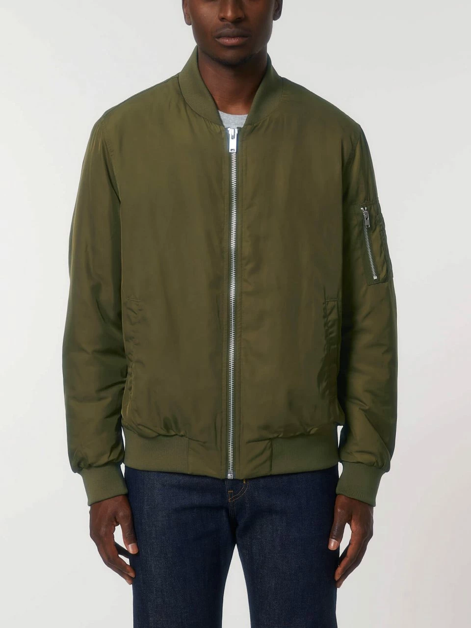 Unisex Bomber Jacke Aus Recyceltem Polyester - British Khaki 5 Unisex Bomber Jacke Aus Recyceltem Polyester - British Khaki – Bild 3