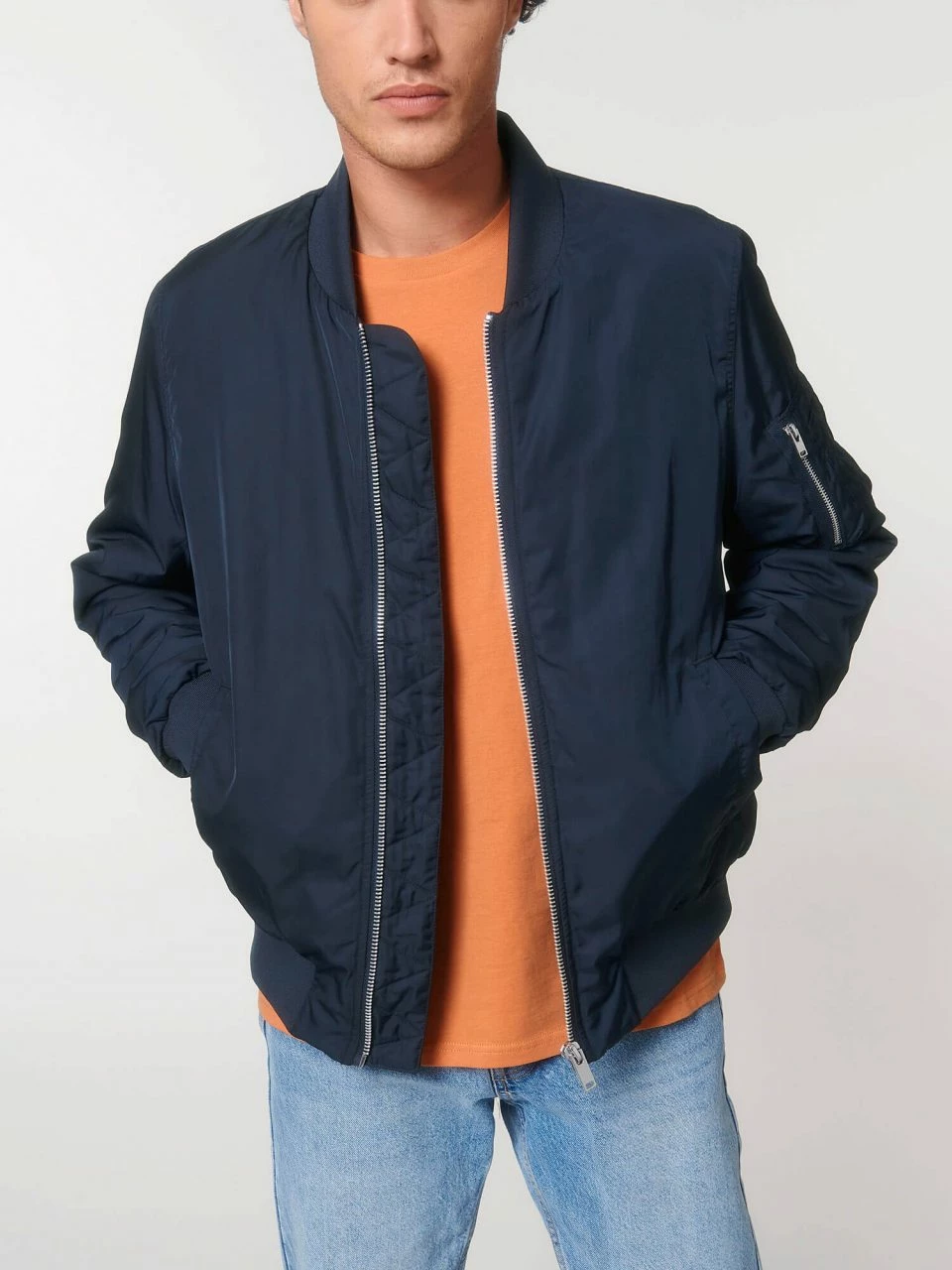 Unisex Bomber Jacke Aus Recyceltem Polyester - French Navy 13 Unisex Bomber Jacke Aus Recyceltem Polyester - French Navy – Bild 11