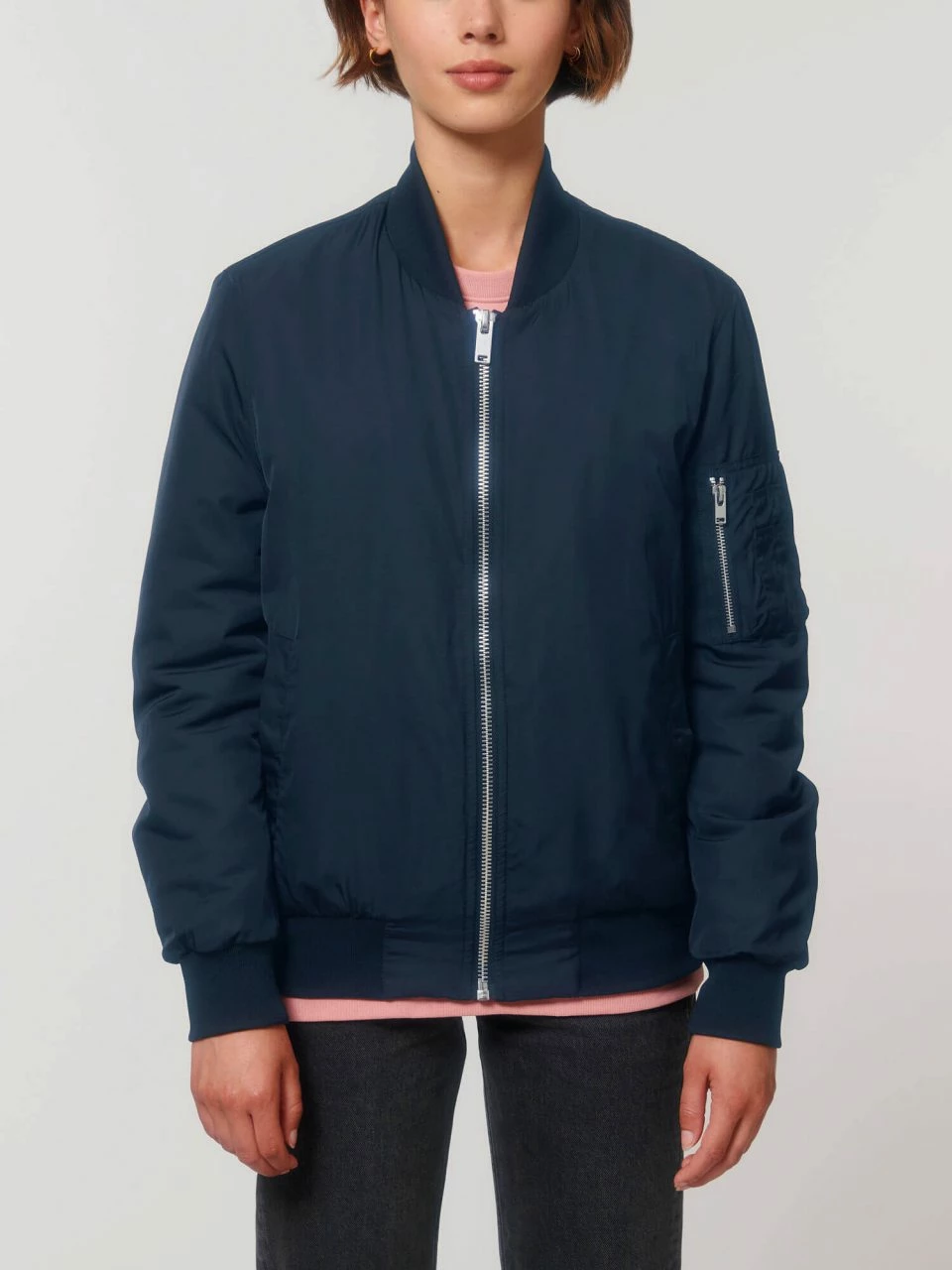 Unisex Bomber Jacke Aus Recyceltem Polyester - French Navy 9 Unisex Bomber Jacke Aus Recyceltem Polyester - French Navy – Bild 7