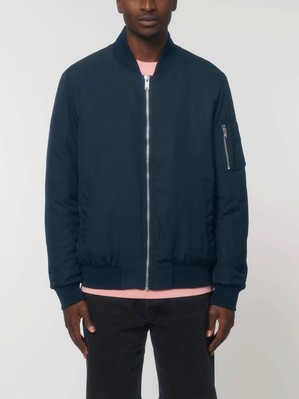 Unisex Bomber Jacke Aus Recyceltem Polyester - French Navy 5 Unisex Bomber Jacke Aus Recyceltem Polyester - French Navy – Bild 3