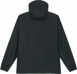 Unisex Windbreaker Aus Recyceltem Polyester - Black -Grundstoff Verkaufsladen U846 002 2 Kapuzenjacke schwarz aus rec Polyester mit elastischen Aermelbuendchen und Gummizug im Saum vegan 1280x1280