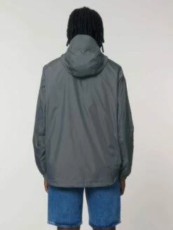 Unisex Windbreaker Aus Recyceltem Polyester - Deep Metal -Grundstoff Verkaufsladen U846 080 6 leichte Unisex Jacke mit Kapuze Rueckansicht aus recyceltem Polyester 1280x1280