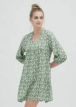 Kleid Aus Ecovero Viskose - Leafs -Grundstoff Verkaufsladen Veganes Viskosekleid Nature Print 68528 395 1280x1280