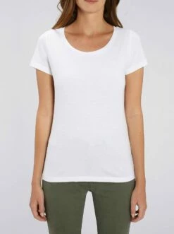 Jersey-Shirt Aus Bio-Baumwolle - White -Grundstoff Verkaufsladen W017 001 Damen T Shirt Biobaumwolle white fair fm front 1280x1280