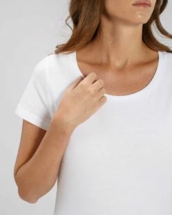 Jersey-Shirt Aus Bio-Baumwolle - White -Grundstoff Verkaufsladen W017 001 Jersey Shirt Frauen abgesetzter Ausschnitt fm detail 1280x1280