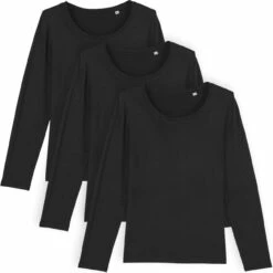 Longsleeve Aus Bio-Baumwolle - Black - 3er-Pack