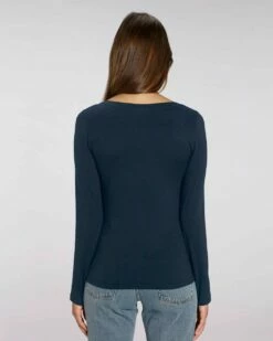 Longsleeve Aus Bio-Baumwolle - French Navy - 3er-Pack -Grundstoff Verkaufsladen W021 727 Longsleeve Shirt leicht tailliert vegan Biobaumwolle fm back 1280x1280 1