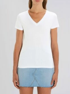 T-Shirt Mit V-Ausschnitt Aus Bio-Baumwolle - White -Grundstoff Verkaufsladen W023 001 Damen T Shirt V Ausschnitt Bio Baumwolle white fm front 1280x1280