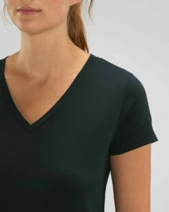 T-Shirt Mit V-Ausschnitt Aus Bio-Baumwolle - Black - 3er-Pack -Grundstoff Verkaufsladen W023 002 Basic Shirt V Ausschnitt Damen hochwertige Verarbeitung fm detail 1280x1280 1