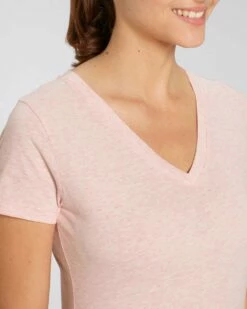 T-Shirt Mit V-Ausschnitt Aus Bio-Baumwolle - Cream Heather Pink -Grundstoff Verkaufsladen W023 682 Basic Shirt V Ausschnitt Damen fair wear fm detail 1280x1280