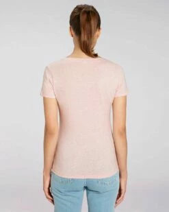 T-Shirt Mit V-Ausschnitt Aus Bio-Baumwolle - Cream Heather Pink -Grundstoff Verkaufsladen W023 682 Frauen Shirt V Neck hochwertig fm back 1280x1280