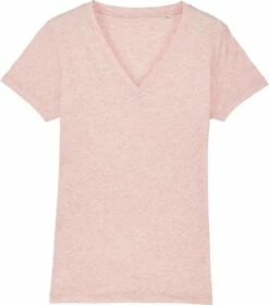 T-Shirt Mit V-Ausschnitt Aus Bio-Baumwolle - Cream Heather Pink