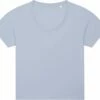 Weites T-Shirt Aus Bio-Baumwolle - Serene Blue -Grundstoff Verkaufsladen W036 057 1 Damen Shirt aus reiner Bio Baumwolle mit tiefem Rundhalsausschnitt serene blue 1280x1280
