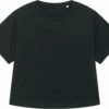 Rolled Sleeve T-Shirt Aus Bio-Baumwolle - Black -Grundstoff Verkaufsladen W089 002 01 schwarzes oversized damen shirt bio baumwolle rolled sleeves 1280x1280