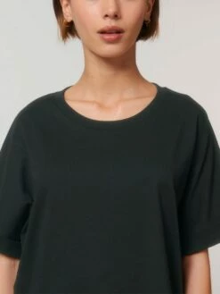 Rolled Sleeve T-Shirt Aus Bio-Baumwolle - Black 12 Rolled Sleeve T-Shirt Aus Bio-Baumwolle - Black -Grundstoff Verkaufsladen W089 002 04 crew neck shirt organic cotton faire bedingungen fm detail 1280x1280